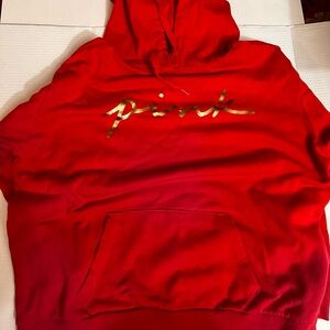 Victoria Secret PINK Red Hoodie with Gold Script Size XL.